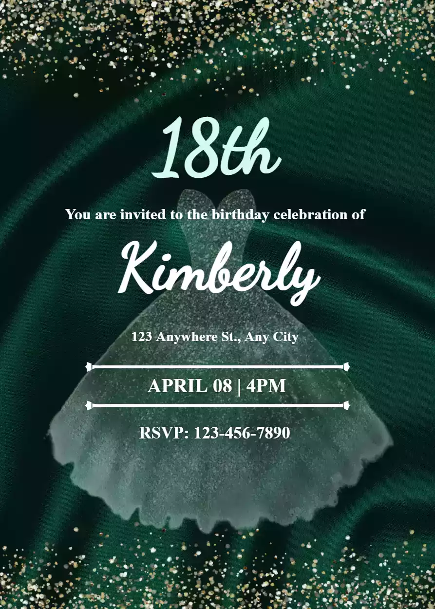 18th Birthday invitation Card for Debut