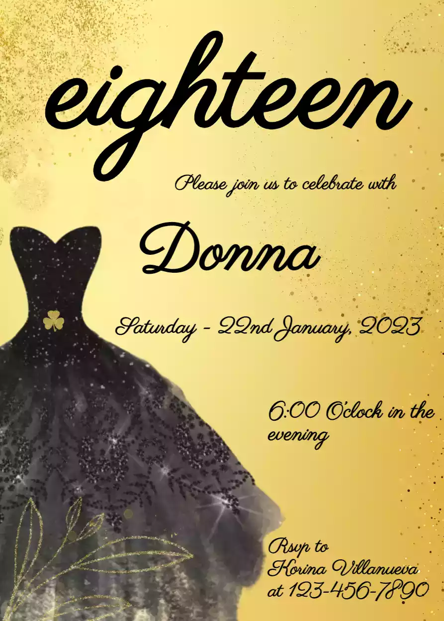 Invitation Card for Debut Black and Gold