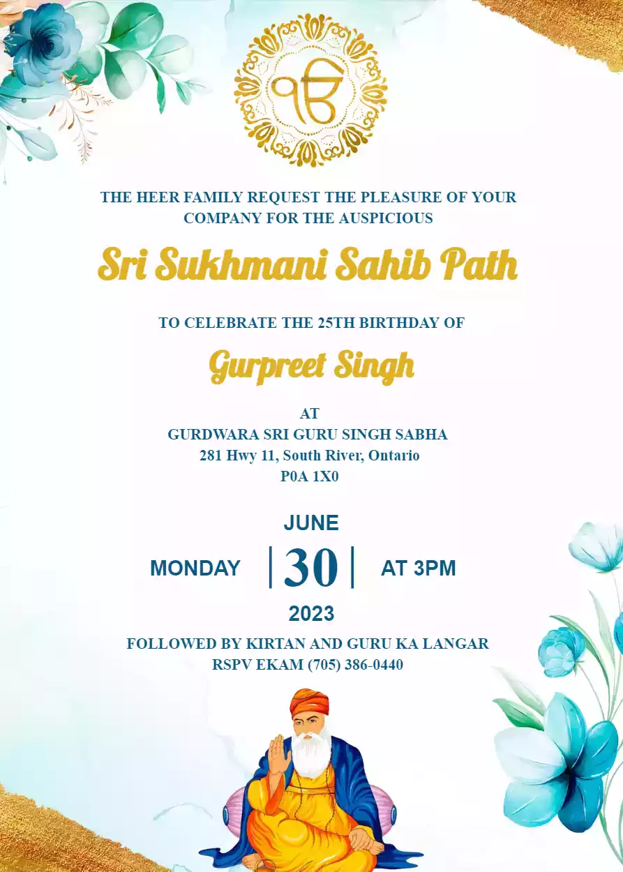 Sukhmani Sahib Path Invitation Online Free