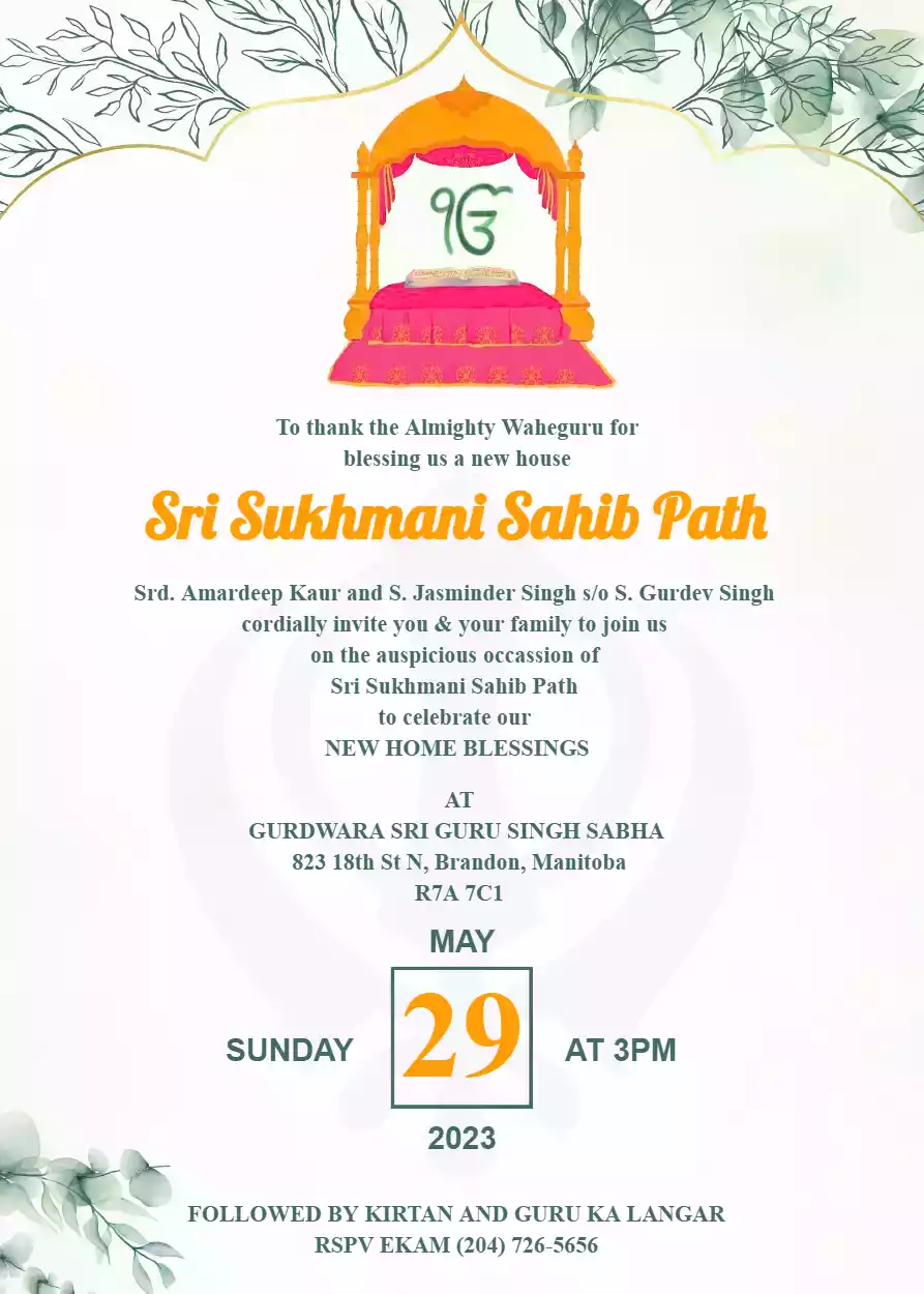 Invitation Card For Sukhmani Sahib Path Discounted Buy Www pinnaxis
