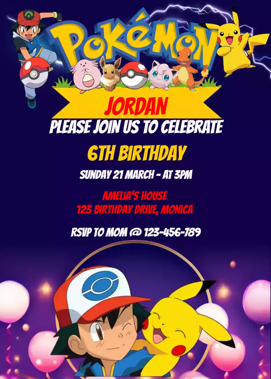 Free Pokemon Printable Birthday Invitations I Love Invite Free Invitation Cards Maker