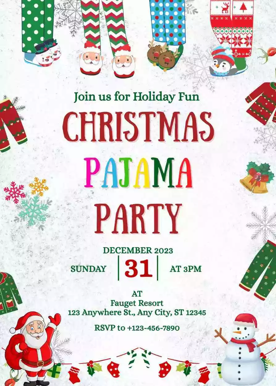 Christmas Pajama Party Invitation Template Free