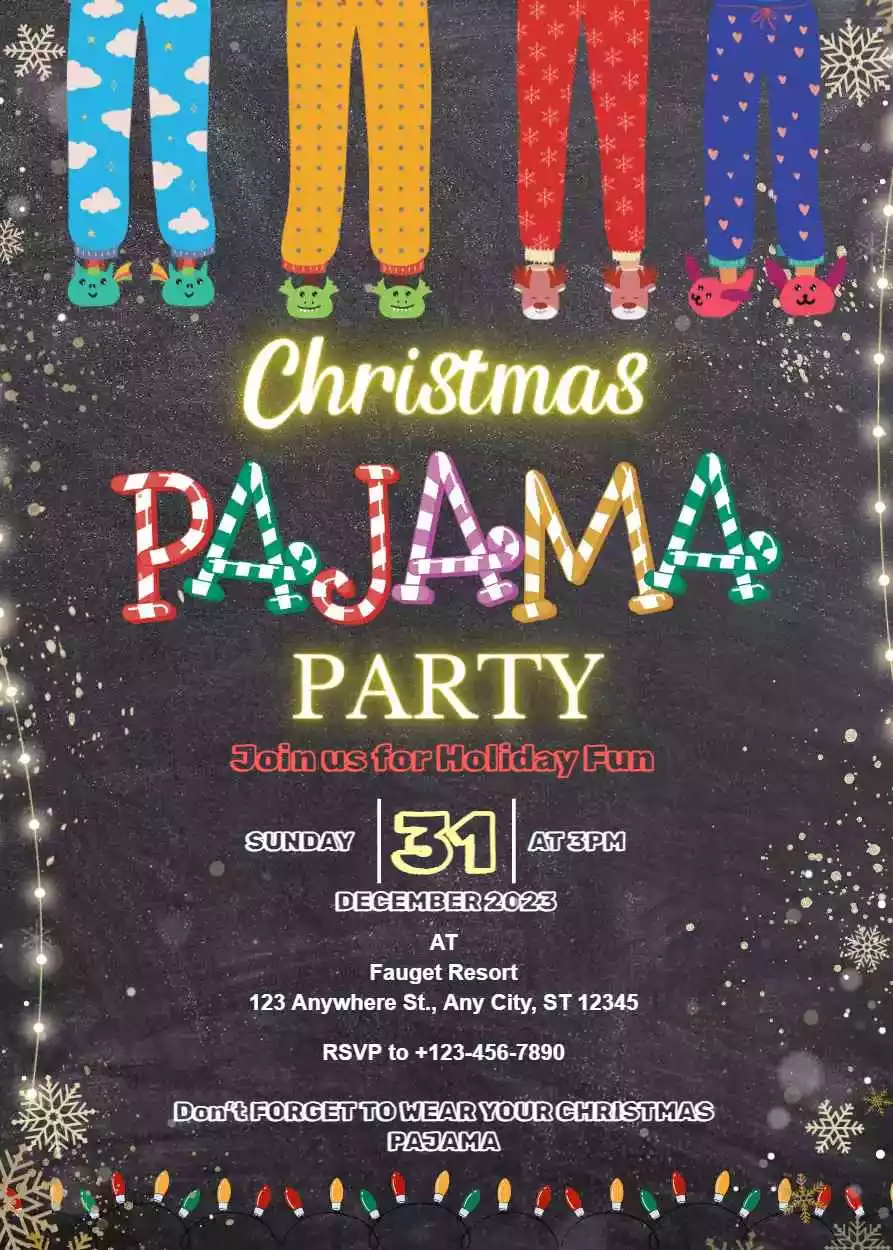 Christmas Pajama Party Invitations