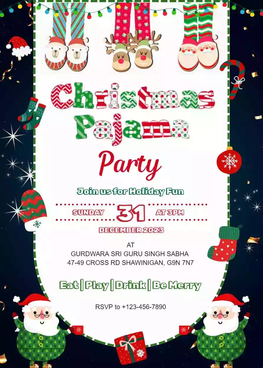 Christmas Pajama Party Invite