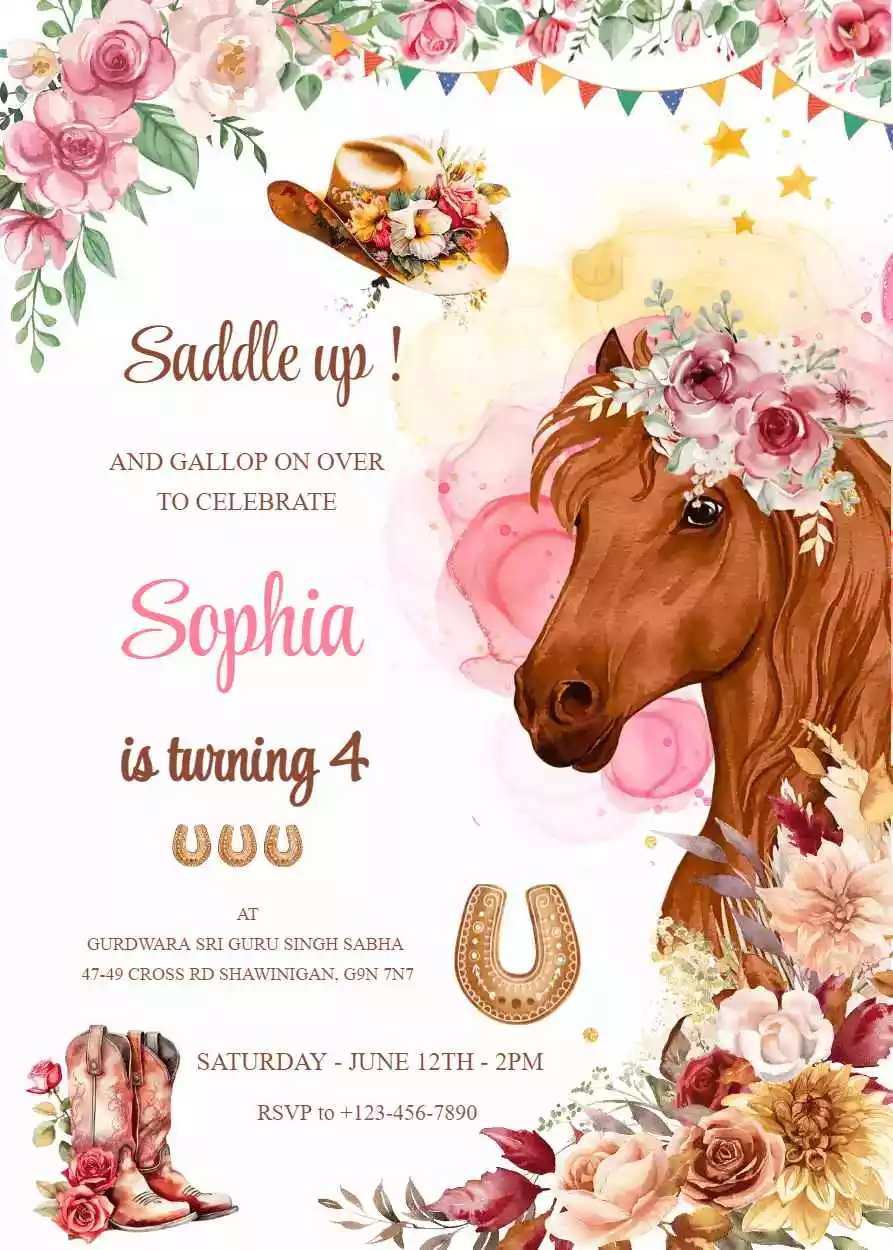 Horse Birthday Party Invitation Template