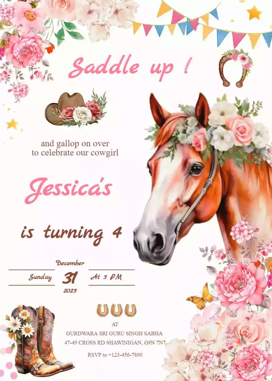 Horse Birthday Party Invitations