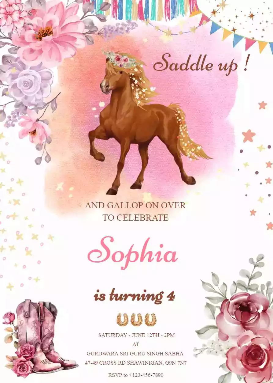 Horse Themed Birthday Party Invitations