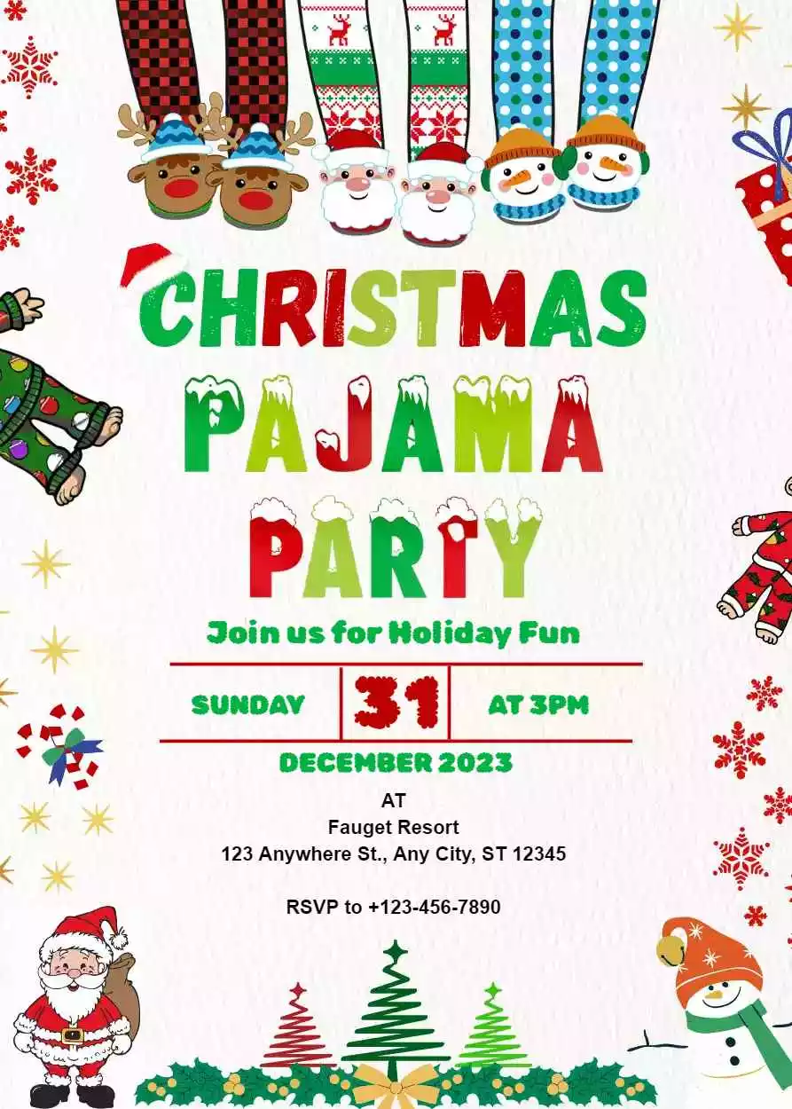 Pajama Christmas Party Invitation Template