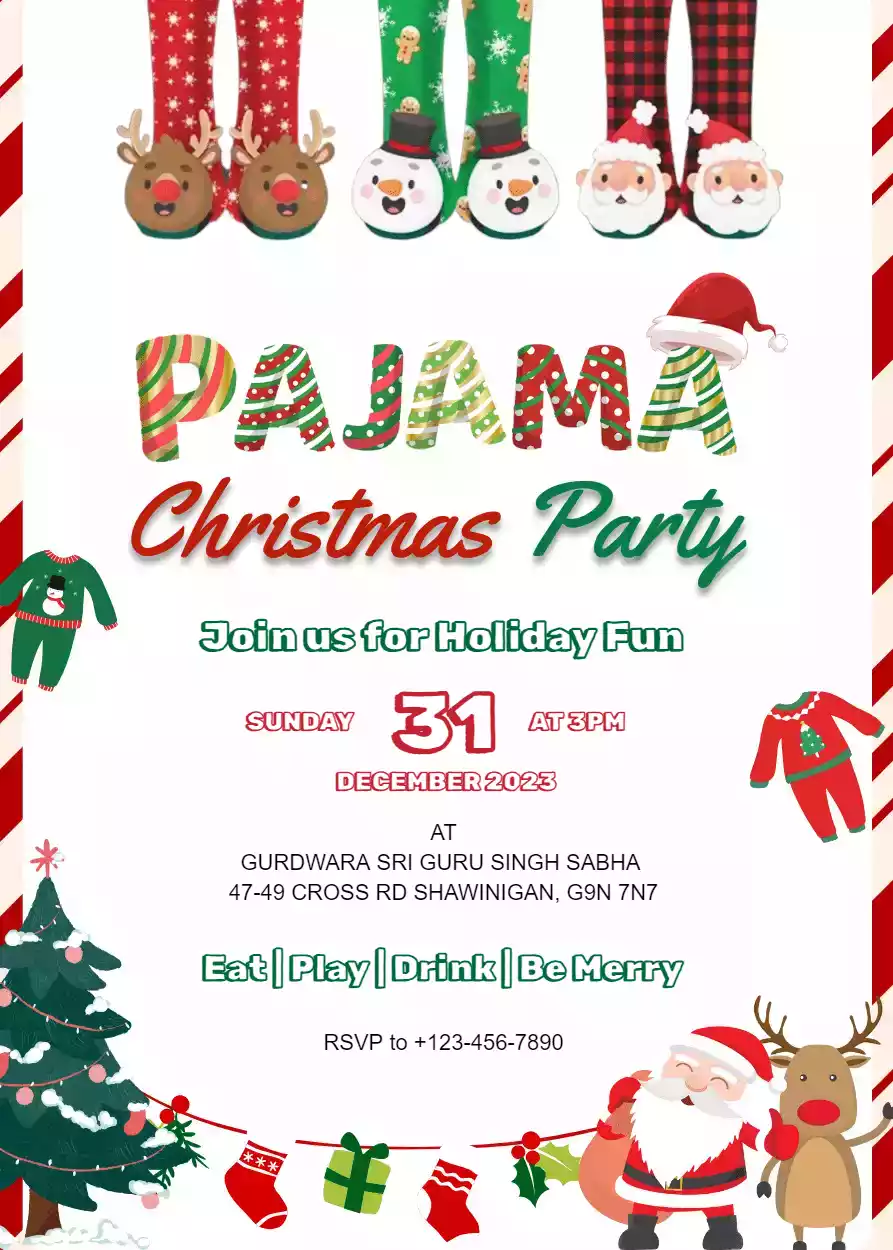 Pajama Christmas Party Invitations