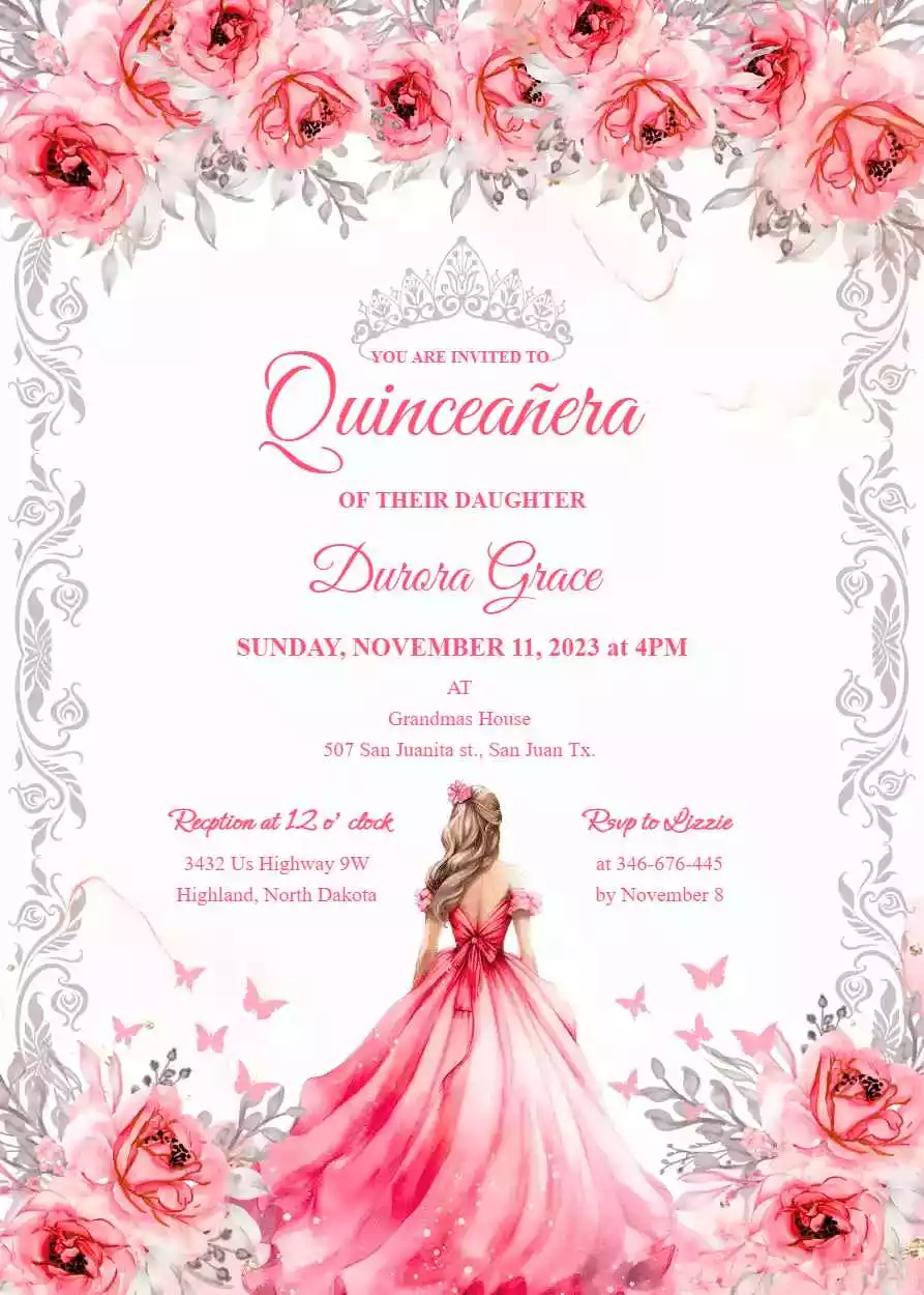 Pink Invitations for Quinceanera