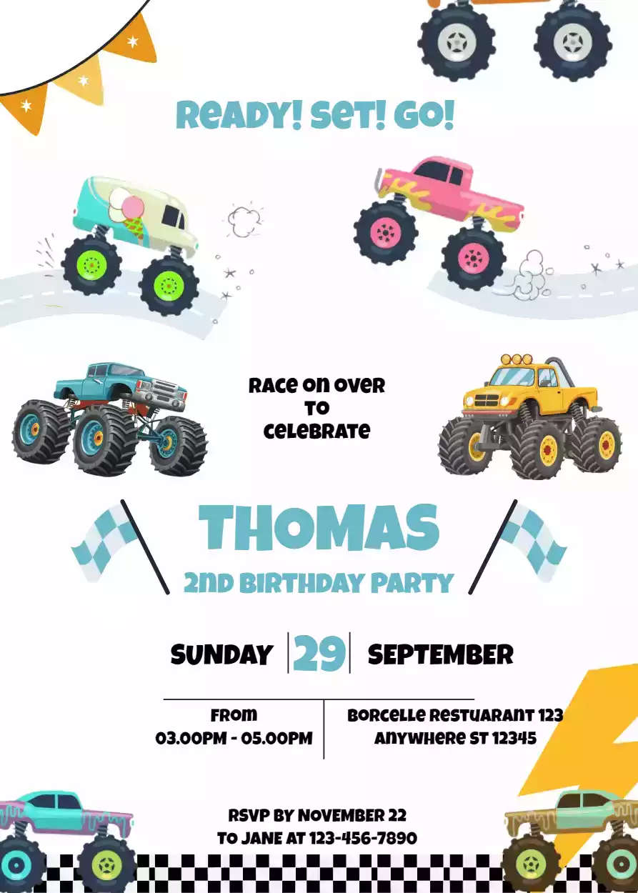 Monster Truck Birthday Invitations Printable