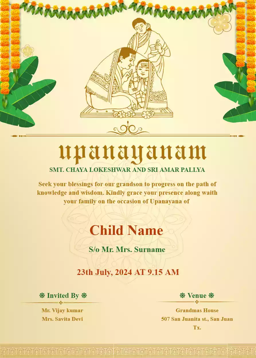 Upanayanam Invitation Card Maker Free
