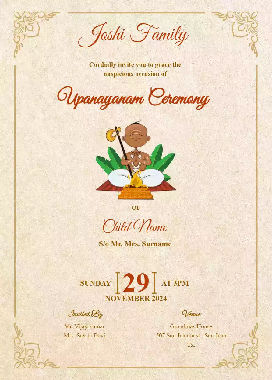 Upanayanam Invitation Cards Template