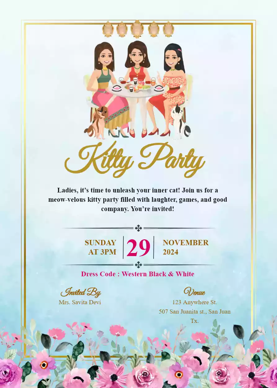Ladies Kitty Party Invitation On Whatsapp