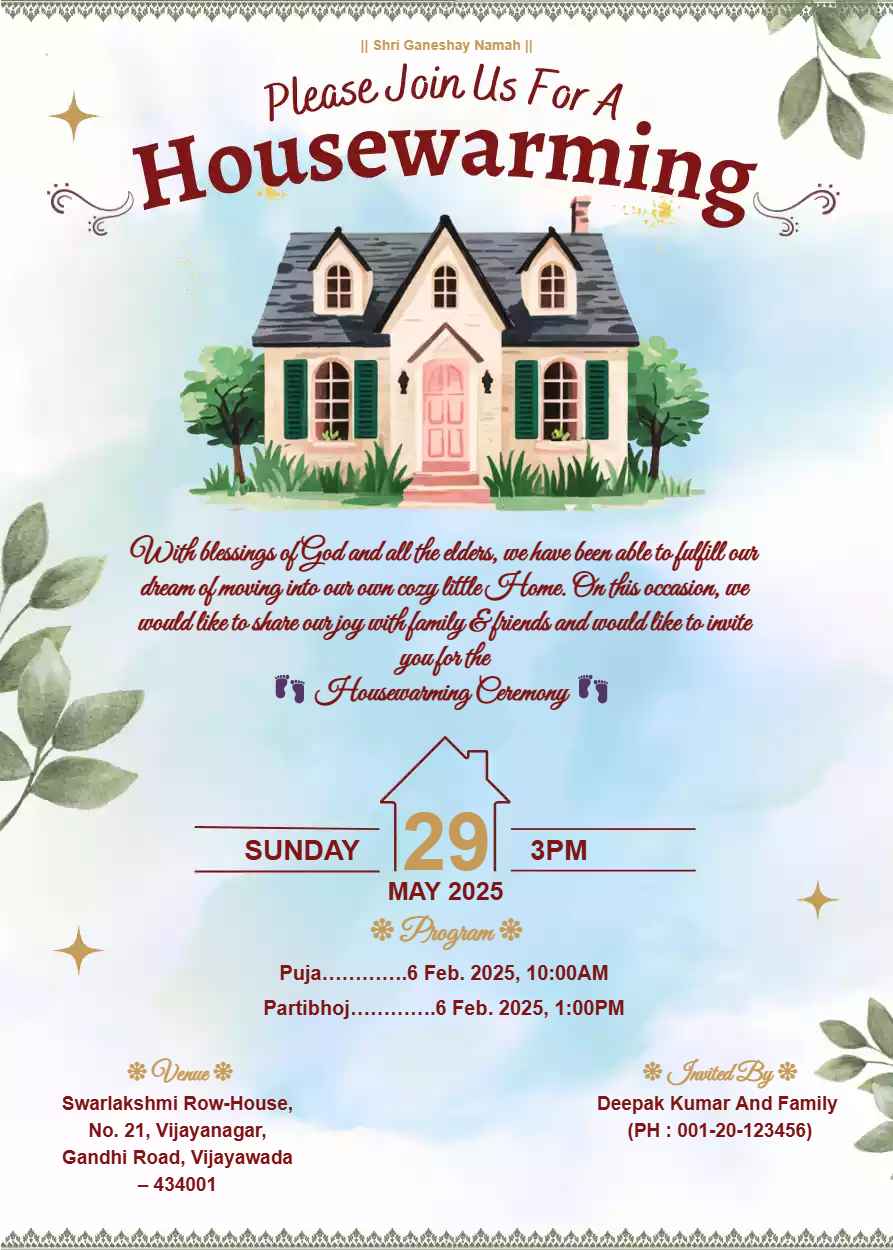 Create Housewarming Invitation Card Online