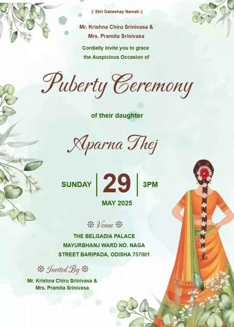 Puberty Function Invitation Card - i love invite - Free Invitation ...