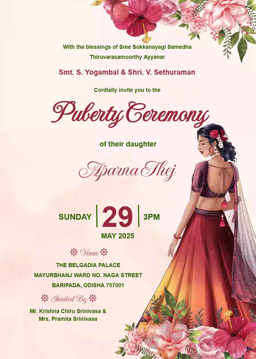 Free Puberty Function Invitation