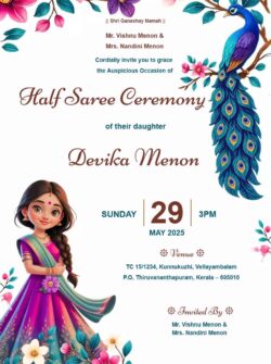 Half Saree Function Invitation Cards