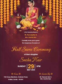 Half Saree Invitation Card Design​