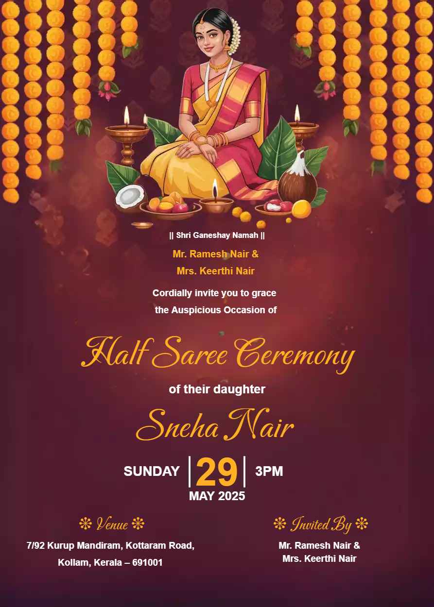 Half Saree Invitation Card Design​