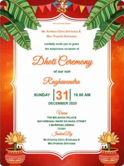 Dhoti Function Invitation Cards Online Free
