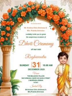 Dhoti Function Invitation in English​