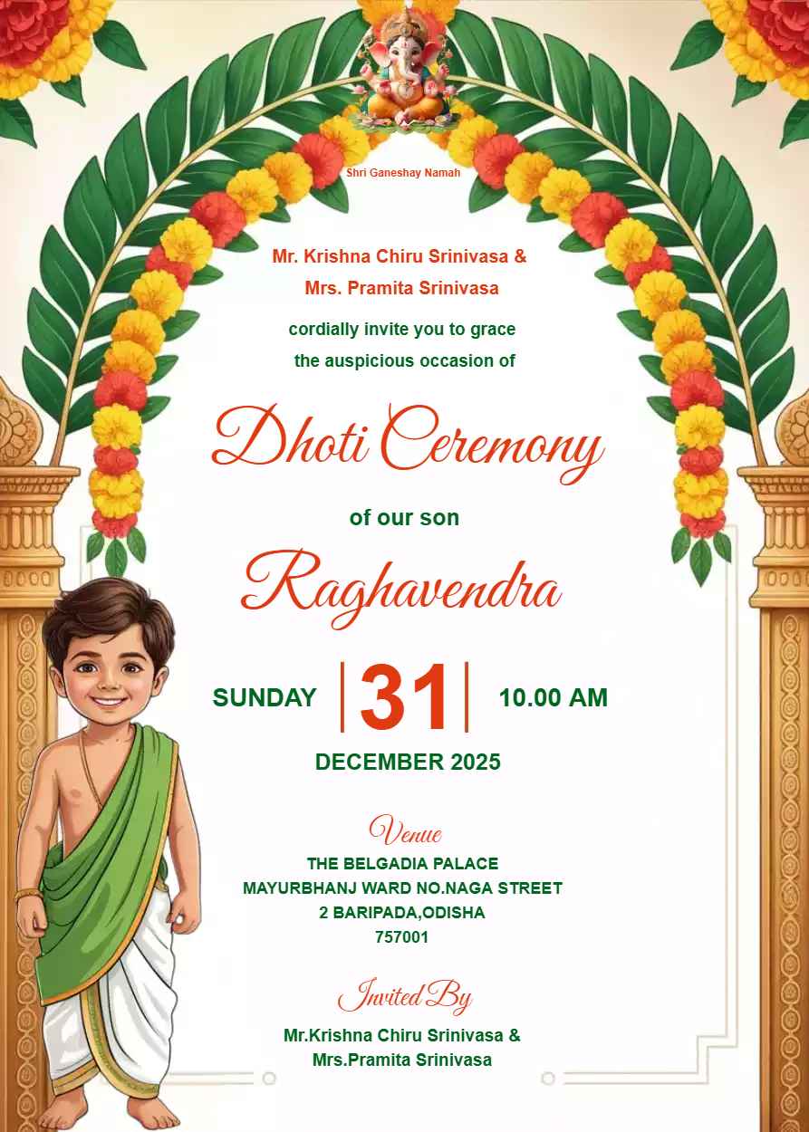 Dhoti Function Invitation