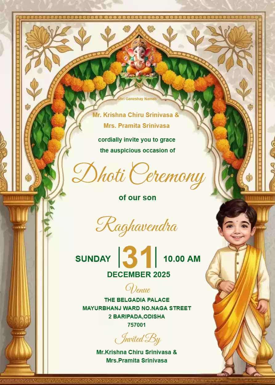 Invitation Cards for Dhoti Function i love invite Free Invitation