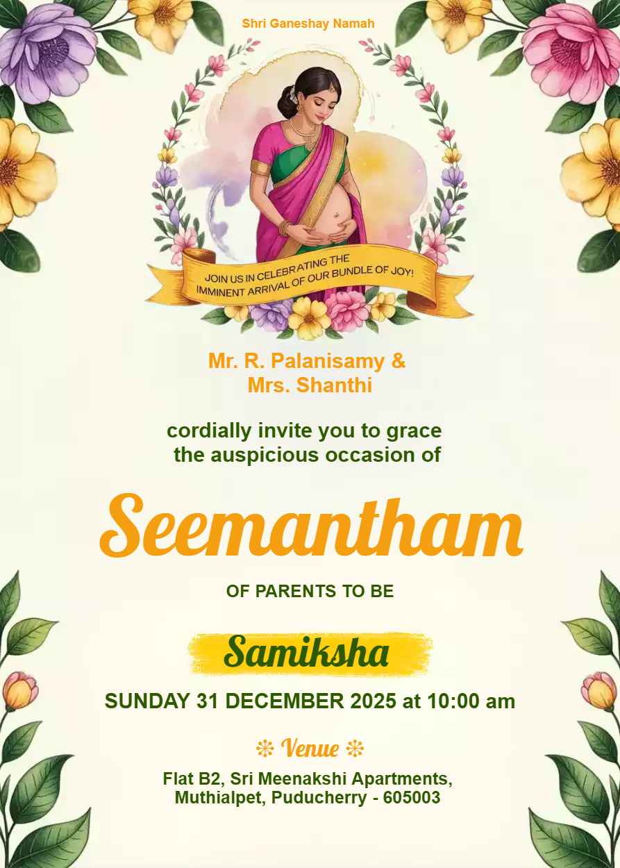 Seemantham Invitation Card Free