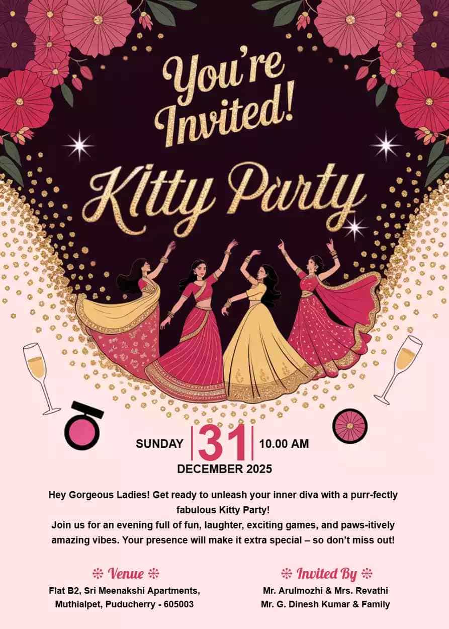Kitty Party Invitation Card Maker