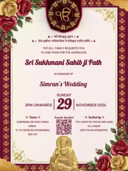 Invitation for Sukhmani Sahib Path