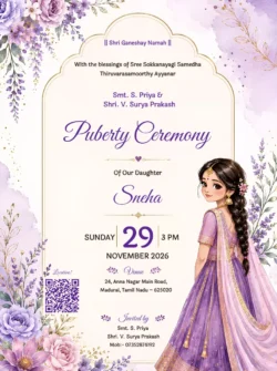Poopunitha Neerattu Vizha Invitation in English