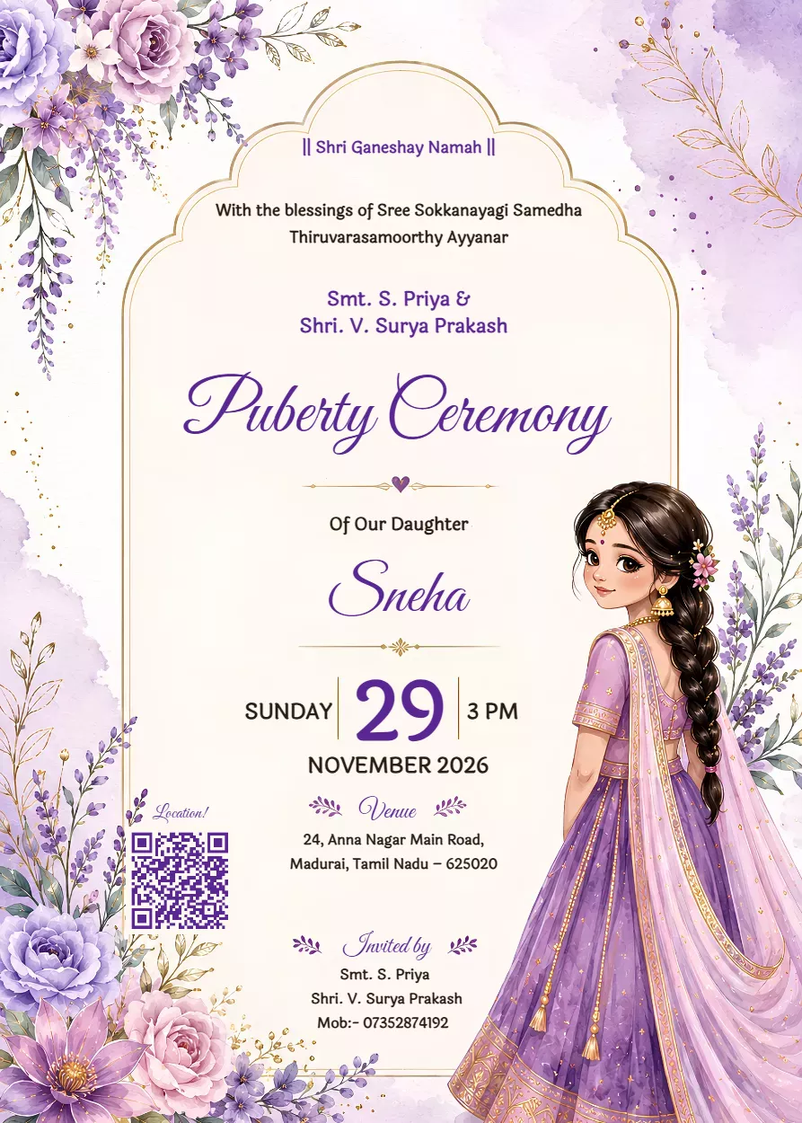 Poopunitha Neerattu Vizha Invitation in English