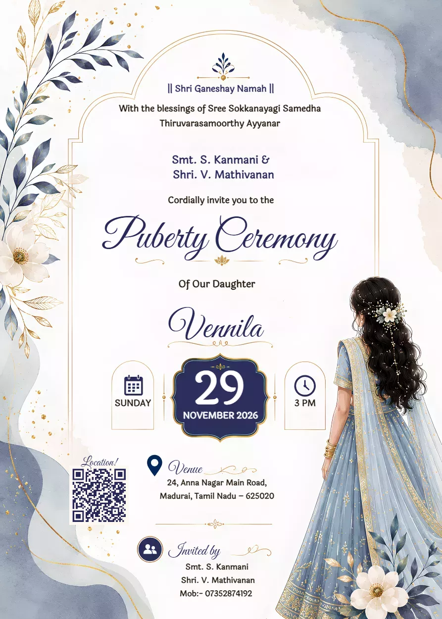 Puberty Ceremony Invitation