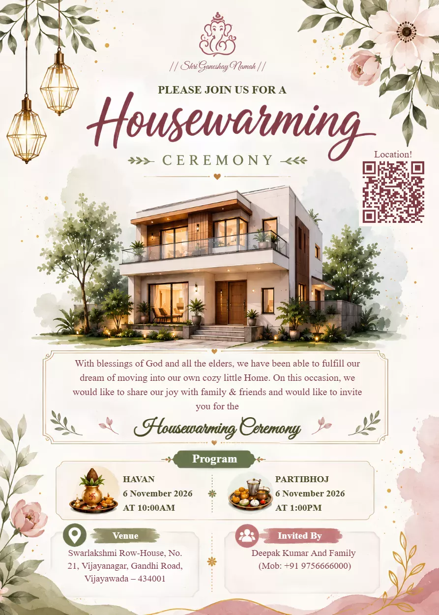 House Warming Ceremony Invitation Card